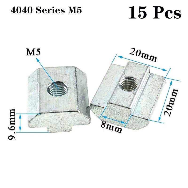 SDY 15pcs 4040 Series Sliding T Nuts Metric M5 Thread Slide in Hammer Head T-Nut for Standard 8mm T-Slot Aluminum Extrusion Profile （4040 Series M5） - Image 2